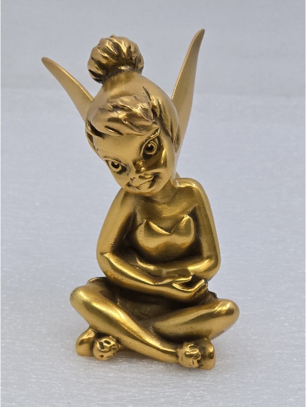 Disney Tinker Bell Brass Figurine Gold Metal Statue Sitting Cross Legged Vintage